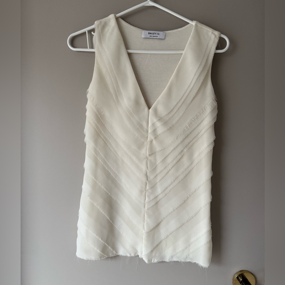 Bailey 44 Cream V-Neck Layered Chevron Sleeveless Top